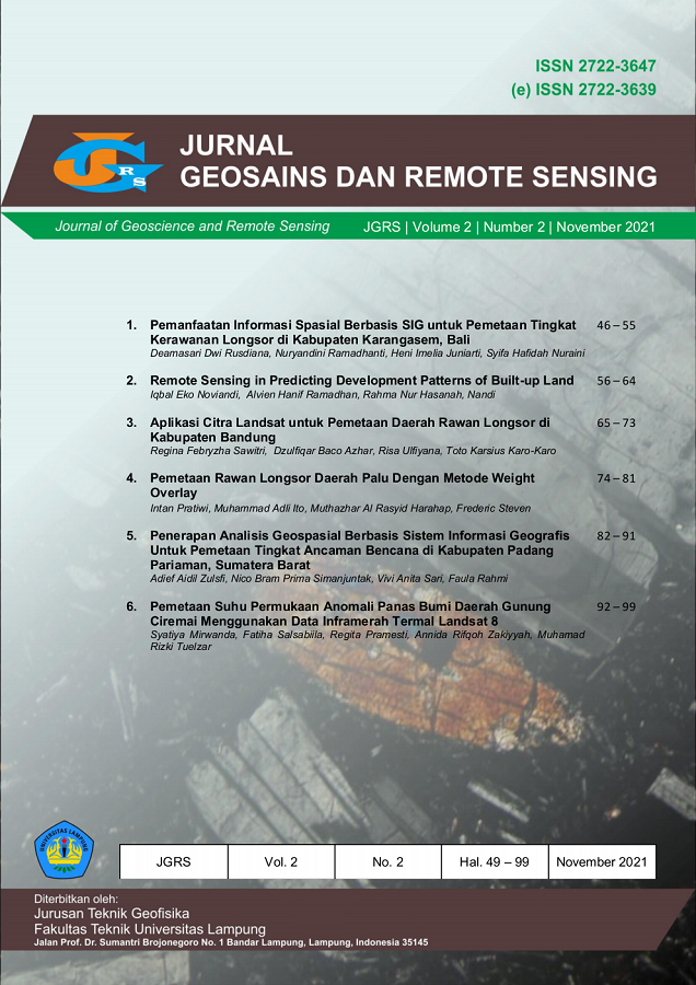 Jurnal Geosains dan Remote Sensing (JGRS) Volume 2 No. 2 Tahun 2021